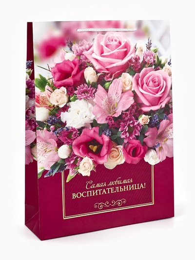 Пакет подарочный ламинированный, упаковка, «Любимая воспитательница», L 28×38×9 см