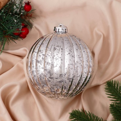 Ёлочная игрушка «Винтаж», шар новогодний, d=11.5 см, полосы, серебристый