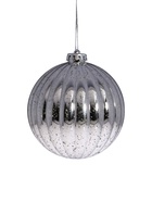 Ёлочная игрушка «Винтаж», шар новогодний, d=11.5 см, полосы, серебристый - Фото 3