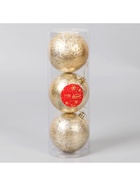 Ёлочные игрушки «Ретро», шары новогодние, d=8 см, набор 3 шт., золотистый - Фото 4