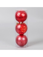 Ёлочные игрушки «Ретро», шары новогодние, d=8 см, набор 3 шт., красный - Фото 4