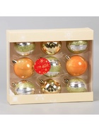 Ёлочные игрушки «Адель» диско, шары новогодние, d=6 см, набор 9 шт., зелёный/золото 9510432