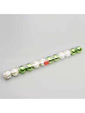 Ёлочные игрушки «Агнет», шары новогодние, d=6 см, набор 12 шт., волны, бело-зелёный