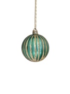 Ёлочные игрушки «Агнет», шары новогодние, d=6 см, набор 12 шт., полосы, блеск, зелёный/золотистый 9510443