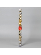 Ёлочные игрушки «Агнет», шары новогодние, d=3 см, набор 14 шт., полосы, узор, золотистый/серебристый 9510462