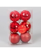Ёлочные игрушки «Агнет», шары новогодние, d=6 см, набор 6 шт., звёзды, красный - Фото 3