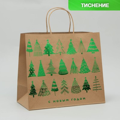 Пакет подарочный крафтовый Forest, 32 × 28 × 15 см