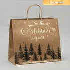 Пакет подарочный крафтовый Snow, 32 × 28 × 15 см - фото 11023563