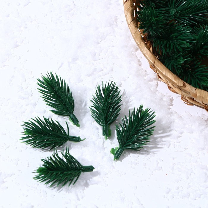 Декор «Ветки ели мини» набор 100 шт., размер 1 шт. — 4.5×3×3 см - Фото 1