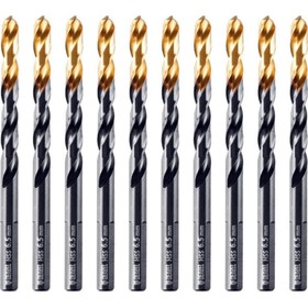 Сверло по металу DENZEL 717216, 6,5 мм, HSS-Tin, Golden Tip, 10 шт.