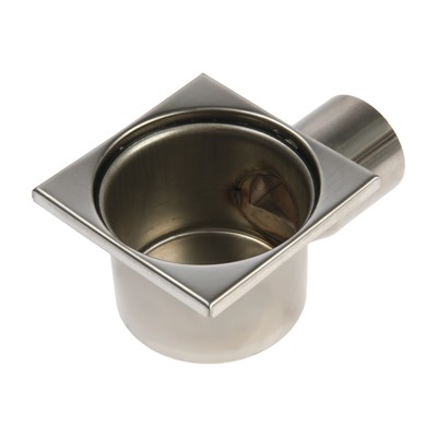 Трап ZEIN engr, 100×100 мм, горизонтальный, d=50 мм, угловой выпуск, нержавеющая сталь