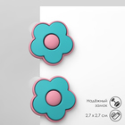 Серьги пластик «Цветочки», цвет розово-зелёный - Фото 1