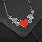 Кулон «Готика» сердце с рожками, цвет красный в серебре, 50 см - фото 320066062