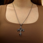 Кулон «Крест» готика, цвет серебро, 60 см - фото 28490152