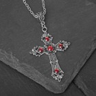Кулон «Готика» крест, цвет красный в серебре, 52,5 см - фото 10351598