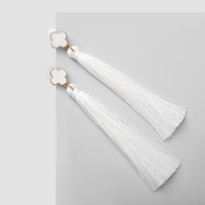 Серьги «Кисти», цвет белый в золоте, L кисти 8,7 см - Фото 1