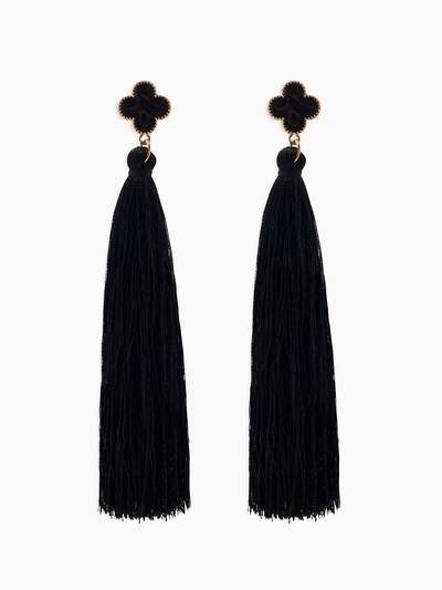 Серьги «Кисти», цвет чёрный в золоте, L кисти 8.7 см