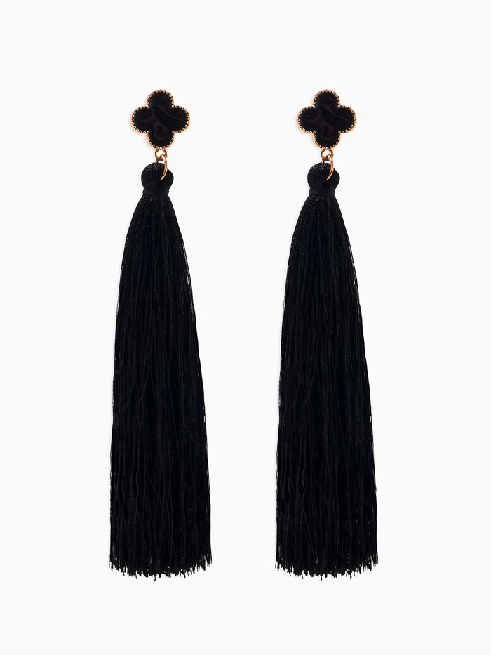 Серьги «Кисти», цвет чёрный в золоте, L кисти 8.7 см - Фото 1