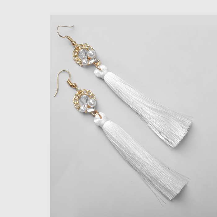 Серьги «Кисти» с жемчугом, цвет белый в золоте, L кисти 6,6 см - Фото 1