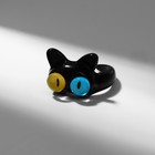 Кольцо "Монстрик" кот, цвет чёрный, безразмерное - фото 11065443
