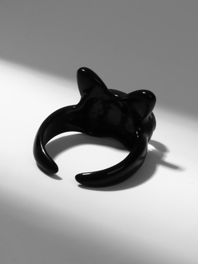 Кольцо «Монстрик» кот, цвет чёрный, безразмерное