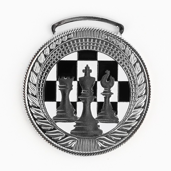 Медаль тематическая 191 "Шахматы" диам 4.5 см. Цвет сер. Без ленты - фото 1907827083