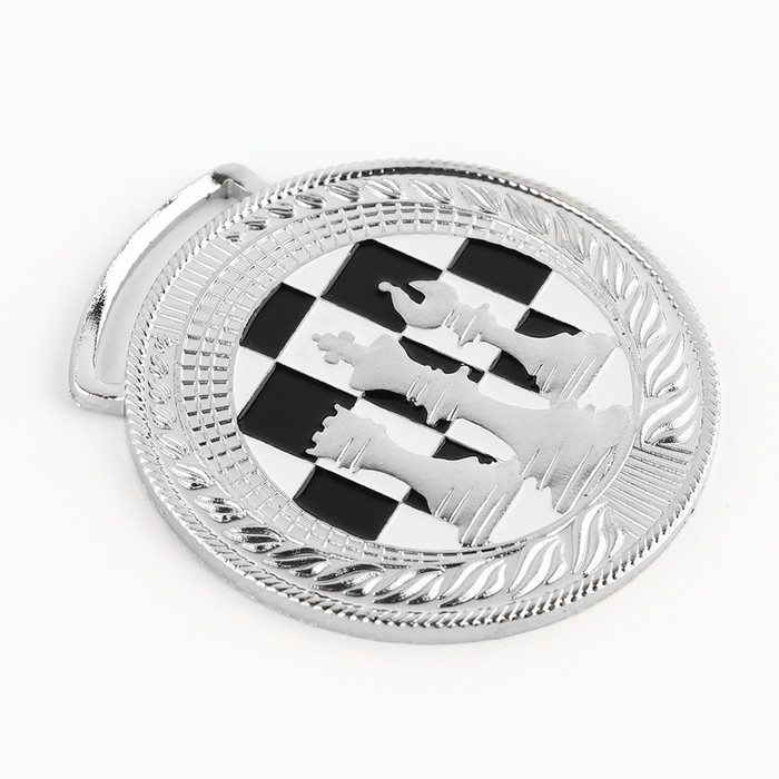 Медаль тематическая 191 "Шахматы" диам 4.5 см. Цвет сер. Без ленты - фото 1907827084