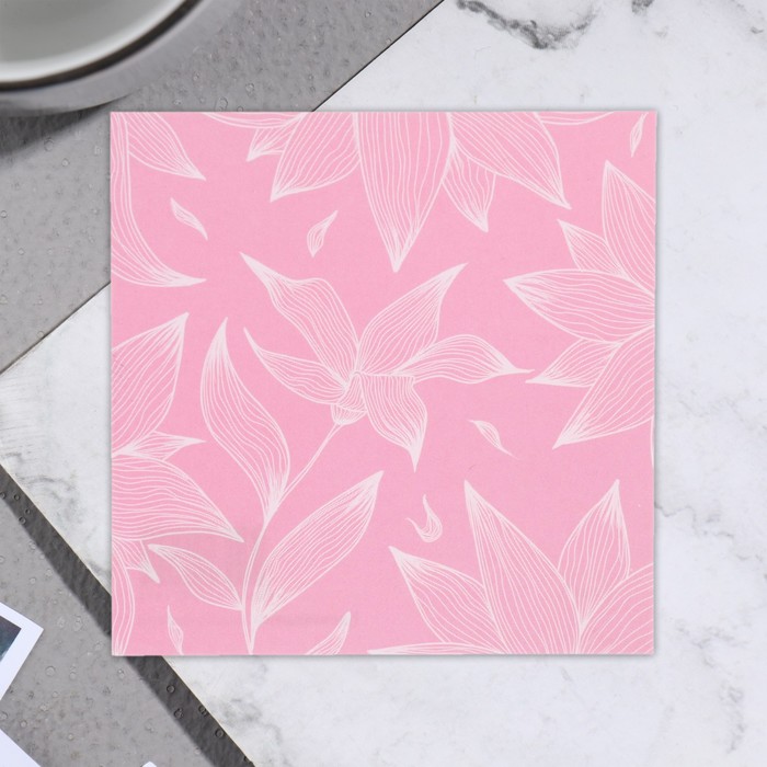 Мини-открытка "Цветы" розовый фон, 7,5х7,5 см - Фото 1