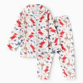 Пижама для мальчика, цвет белый/красный, рост 98 см