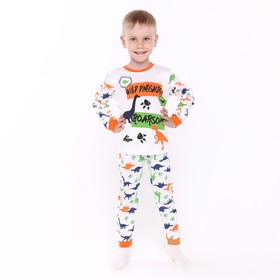 Пижама для мальчика, цвет белый/оранжевый, рост 110 см