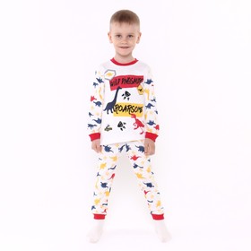 Пижама для мальчика, цвет белый/бордовый, рост 104 см