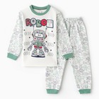 Пижама для мальчика, цвет белый/зелёный, рост 80 см - фото 11065479