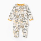 Комбинезон детский (3 шт.), цвет оранжевый/леопард/белый, рост 74 см - фото 22877521