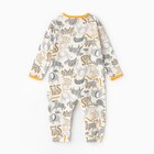 Комбинезон детский (3 шт.), цвет оранжевый/леопард/белый, рост 80 см - фото 22900036