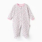 Комбинезон детский (3 шт.), цвет белый/розовый/светло-розовый, рост 68 см - фото 22885303