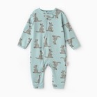 Комбинезон детский (3 шт.), цвет бежевый/зелёный/белый, рост 74 см - фото 22877548