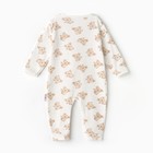 Комбинезон детский (3 шт.), цвет бежевый/зелёный/белый, рост 86 см - фото 22900171