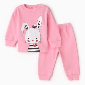 Комплект для девочки (лонгслив,брюки), цвет розовый, рост 68 см