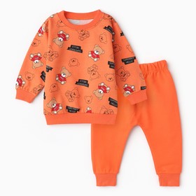 Комплект для мальчика (лонгслив,брюки), цвет оранжевый, рост 74 см