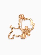 Брошь «Собачка» с цветочком, цвет белый в золоте - Фото 2