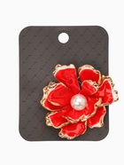 Брошь «Цветок» морской, цвет красно-белый в золоте - Фото 5