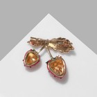 Брошь «Клубнички» на веточке, цвет красный в золоте - Фото 2