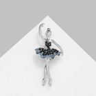 Брошь "Балерина" изящная, цвет сине-голубой в серебре - фото 790905