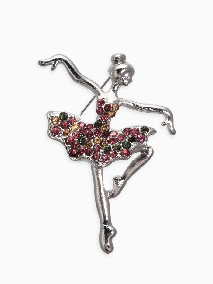 Брошь «Балерина», цветная в серебре - Фото 1