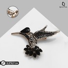 Брошь «Птица» колибри, цвет чёрный в золоте - фото 19005678