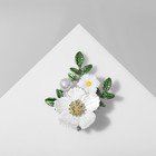 Брошь «Цветы» на ветке, цвет бело-зелёный в серебре - фото 10959836