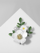 Брошь «Цветы» на ветке, цвет бело-зелёный в серебре 9614499