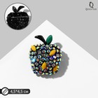 Брошь «Яблоко» голден, цветная в чёрном металле - Фото 1