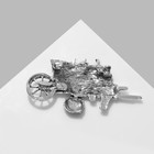 Брошь «Тыквы» на тачке, цвет оранжево-зелёный в чернёном серебре - фото 22753586