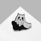 Значок «Привидение» котёнок, цвет чёрно-белый в чёрном металле - Фото 1